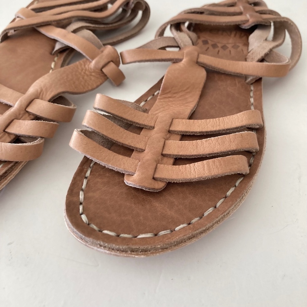 NWOT Free People Minda Helen Brown Leather Woven Sandals Sz 39 - Picture 2 of 6